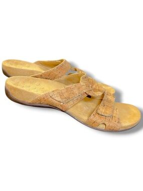 Vionic Lauren Gold Cork Orthotic Arch Support Adjustable Sandals 10